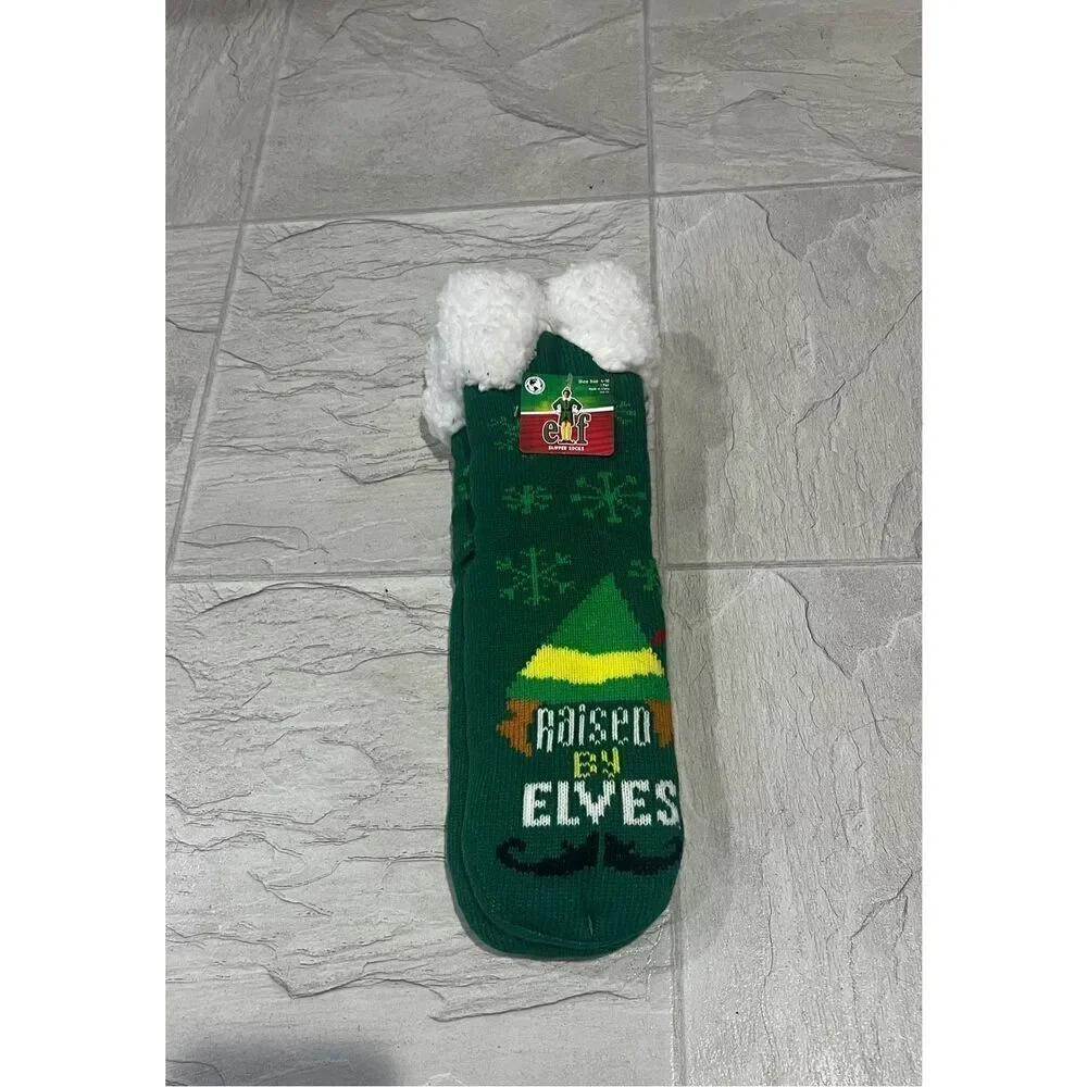 Elf Woman’s Holiday Slipper Socks Size 4-10 NEW Raised By Elves